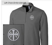 Grey Clique Ice Pique Half Zip Pullover with Cross & Lightning Bolt logo