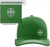 RICHARDSON 112 SNAPBACK TRUCKER HAT (KELLY GREEN AND WHITE) CROSS & LIGHTNING BOLTS