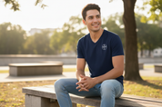 Men's Navy V-Neck with White Cross