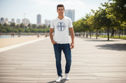 Men's White V-Neck with Navy Cross